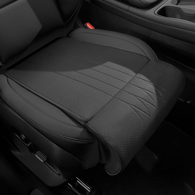 Car Seat Extender Leg Extender Support Cushion for Driver Seats Office Chair, Leather Auto Bottom Seat Protector Cover with Leg Extender, Car Seat Cushion Legs Rest Pads, Black