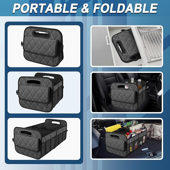 Deosk Trunk Organziers and Storage with 6 Big Pocket,Car Accessories for Women/Men 50L Waterproof Polyester Trunk Organzier for Car/SUV/Minivan/Truck(Medium,Charcoal)