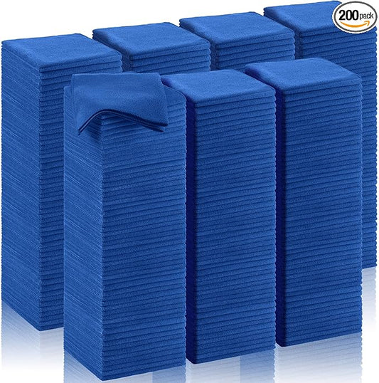 Oudain 200 Pcs Microfiber Cleaning Cloth 16x16 Inch Microfiber Towels for Car Ultra Absorbent Cleaning Rags Reusable Lint Free Streak Free Detailing Towel for Car Washing Drying Dusting (Dark Blue)