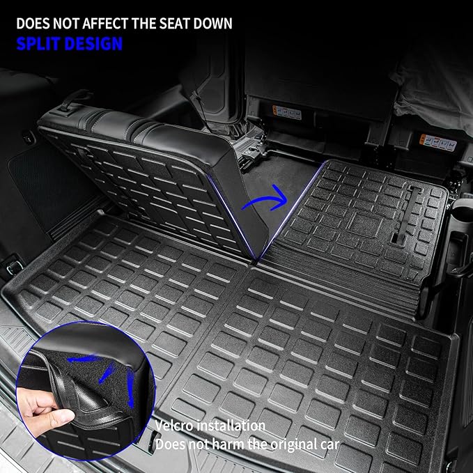 Rongtaod Cargo Mat Compatible with 2020-2025 2026 Ford Explorer 6&7 Passenger Cargo Liner Trunk Mat Back Seat Cover Protector Upgrade 2024 Explorer Accessories (Trunk Mat with Backrest Mat)