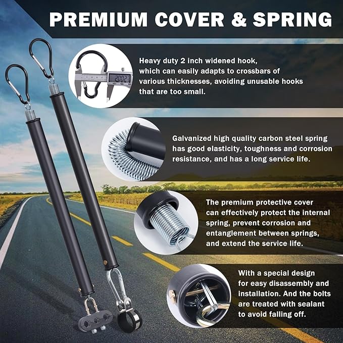 CheeMuii 2 PCS 16" Single Tender Spring Kits with 3in1 Hose Holder and 3-Hole Clamp Heavy Duty Tender Spring for Semi Truck Air Lines Kit with 2 Style Air Line Holders for Truck Trailer Tractor