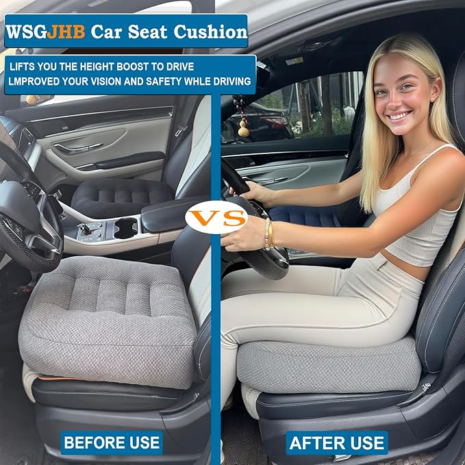 WSGJHB Office Chair Cushion Pillow Adult Car Booster Seat Cushions for Short People Effectively Increase Field of View Lower Back Fatigue Relief, for Cars, Office, Home Anti-Slip 18x18x4.7 inchs Gray