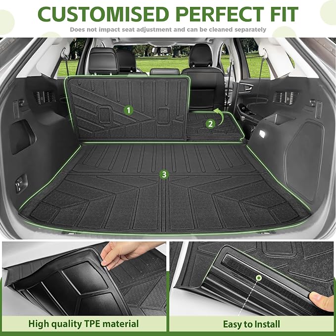 Cargo Liners for 2015-2025 Ford Edge 5 Seats Trunk Mat with Seat Back Cover Accessories, All Weather Rear Cargo Mat Backrest Protector(Only fit 5 Seats)