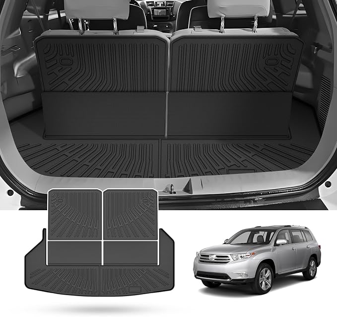 Highlander Cargo Liner - Trunk Mat for Toyota Highlander (Non-Hybird) 2008-2013, All Weather Cargo Mat for Highlander Accessories, Heavy Duty Car Mats, Car Accessories