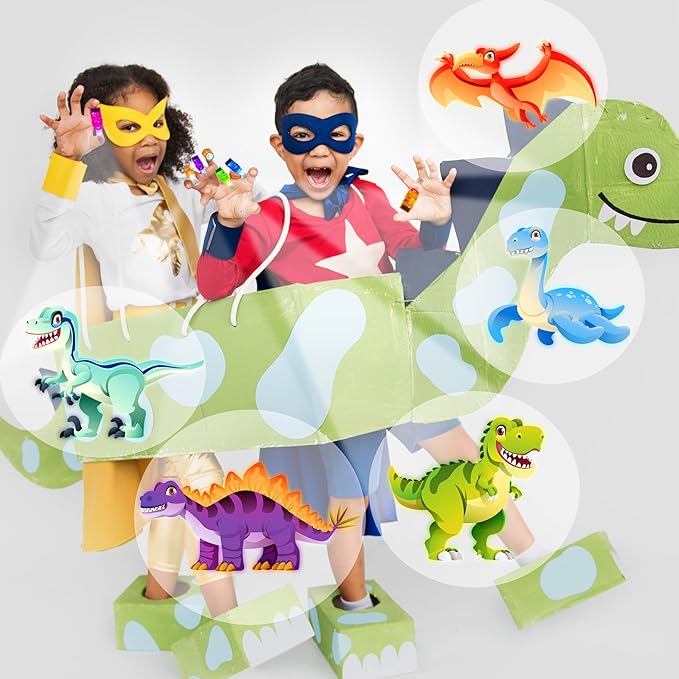 24PCS Dinosaur Party Favors-LED Finger Lights：Glow-in-the-Dark Light-Up Toys Bulk for Kids Boys Girls,Dino Birthday Party Decorations Supplies, Party Goodie Bags, Classroom Prizes, Fun Gifts