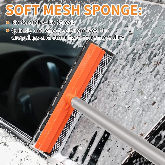 Wontolf 62'' Car Wash Brush with Long Handle Chenille Microfiber Car Wash Mop Car Washing Brush Cleaning Kit Windshield Window Squeegee Wheel Brush Car Duster Dry Towels for Cars RV Truck Boat 10PCS