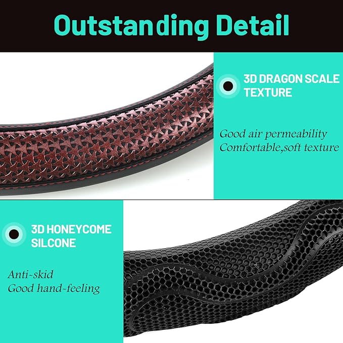 DaisyInner 18 Inch Semi Truck Steering Wheel Cover Heavy Duty Leather Wheel Comfy Grip Cover Anti Slip Car Accessory Fits Rv, Big Rig 18 Wheeler and Pickup (Black, Classic Style)
