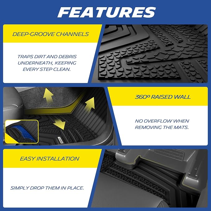Michelin Vehicle Mat, All-Weather TPE Custom Fit Liner for Tesla Model Y 5 Seat Floor Mats 2025-2027 (3 Piece), Elite