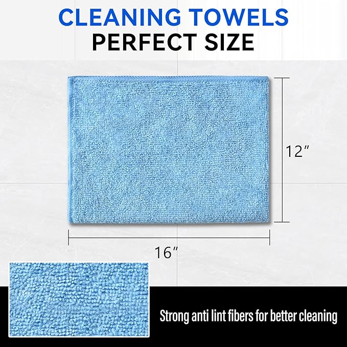 Auto Dynasty Universal 16" L X 12" W - 36 Pieces Ultra Soft Microfiber Cleaning Cloth Dusting Towel for Car Washing Automotive Garage Home Office Furniture Bath Windows (Yellow Orange Blue Green)
