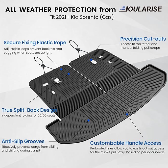 Cargo Mat with Backrest Mats 2-in-1 for 2021-2024 2025 2026 Kia Sorento 6/7 Seats Car Mat Accessories, All Weather TPE Interior Trunk Cargo Liner(Cargo Mat with Backrest Mats)