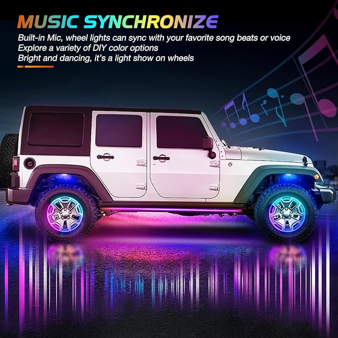 Nilight 4PCS 17.5inch Double Row LED Wheel Ring Lights RGB with APP and Remote Control Neon Light w/Turn Signal and Braking Function Dual Row for Car Van SUV Truck