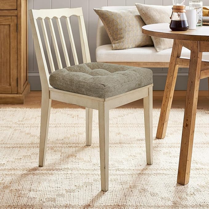 downluxe Chair Cushions for Dining Chairs 2 Pack, Tufted Indoor Chair Pads with Non-Slip Bottom, U-Shaped Kitchen Chair Cushions, 18"x18"x4", Khaki