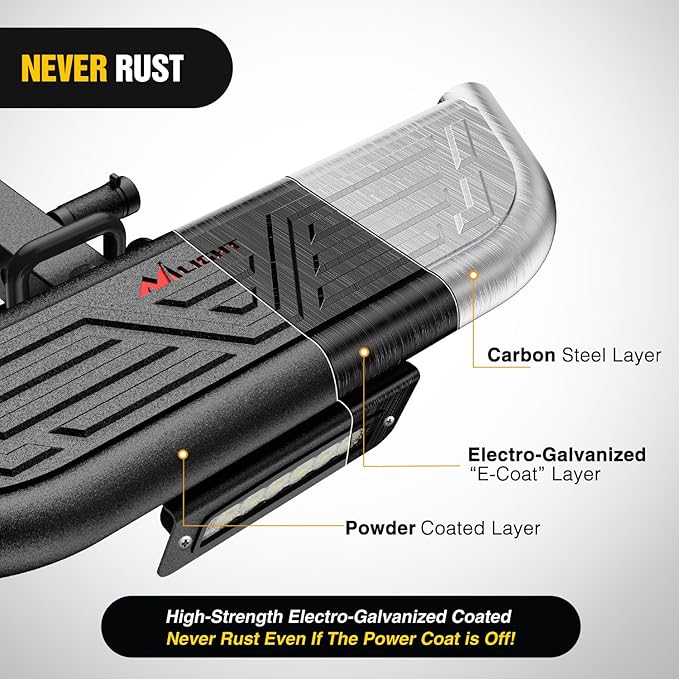 Nilight Hitch Step 2 Inch Receiver Universal with LED Light, Pin Lock and U-Bolts Stabilize,Rear Bumper Guard for Pickups Trucks Vans SUVs ATVs