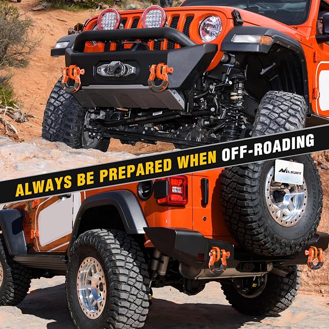 Nilight Heavy Duty Mega D-Ring Shackles(2 Pack) 68,000 lb Break Strength(17,000 lb WLL) w/ 7/8″ Screw Pin & Washers, Forged Steel Off-Road Recovery Shackles for Tow Strap & Winch Gear, Orange