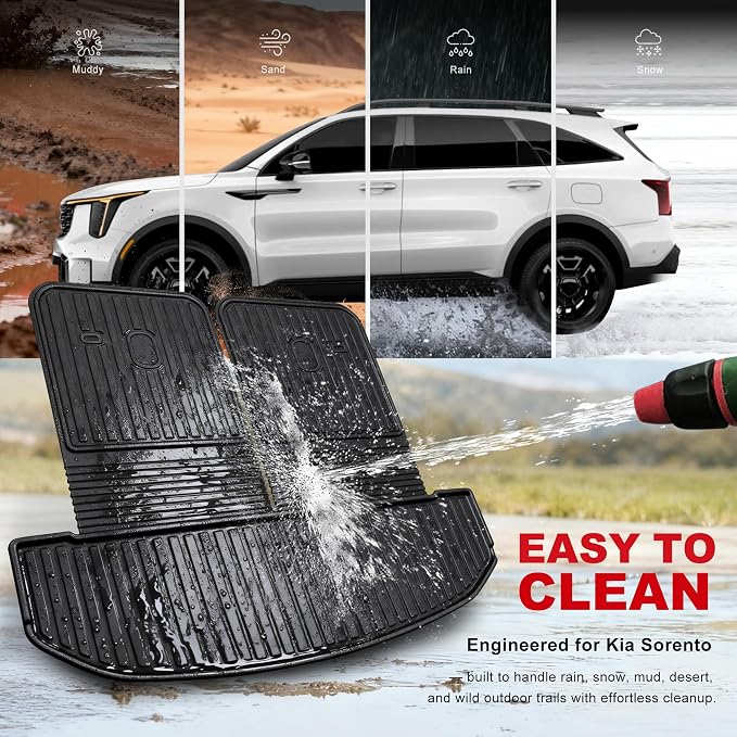 Cargo Mat Compatible with Kia Sorento 2021-2025 2026 Cargo Liner Trunk Mat with Seatback Mat TPE All Weather Back Seat Cover Protector 2025 Sorento Accessories Cargo Tray Backrest Mat