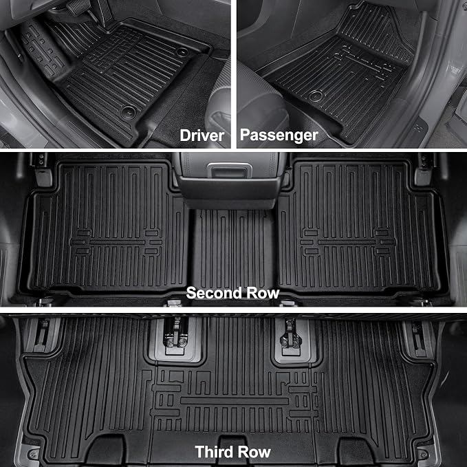 Floor Mats for Hyundai Santa Fe 2024-2026 (Fit Hybrid and Gas), TPE All Weather Protection Durable Trunk Cargo Mat with Backrest Mat for Hyundai Santa Fe
