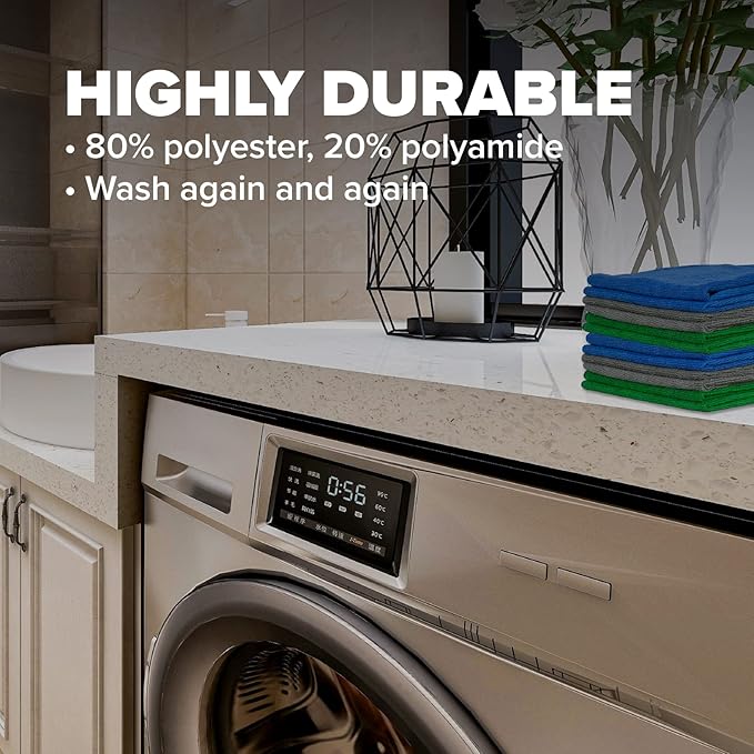 Pinnacle Mercantile Microfiber Cleaning Cloth - Large 16x16 inches Lint Free Microfiber Towel - Versatile Microfiber Towels Cleaning Cloth for Home, Kitchen, Car & More
