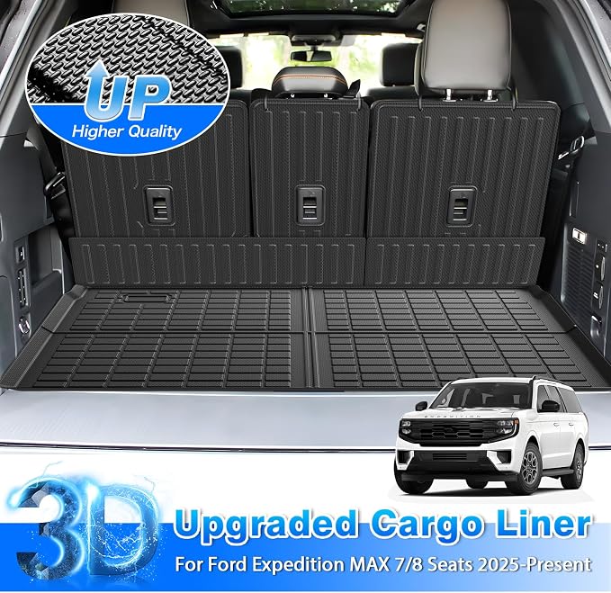 Cartist Cargo Mat & Backrest Mat Fits for Ford Expedition max 7&8 Seats 2025 2026 (Only Fit Max) All Weather Rear Cargo Liner for Expedition max Accessories for Ford Expedition max 25-26