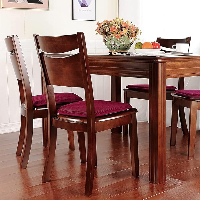 Shinnwa Kitchen Seat Cushions Set of 6, Non Slip Dining Chair Cushions, U-Shaped Indoor Chair Pads, 6 Pack, 15 x 16 Inches, Burgundy