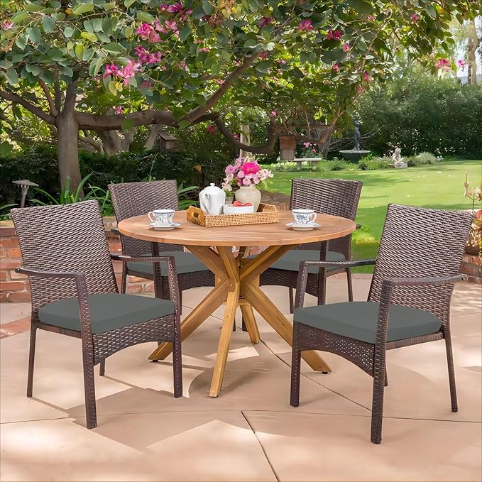 HARBOREST Outdoor Chair Cushions Set of 4, Water Resistant Patio Chair Cushions with Ties, Outdoor Seat Cushions for Patio Furniture, 17"x16"x2", Dark Grey
