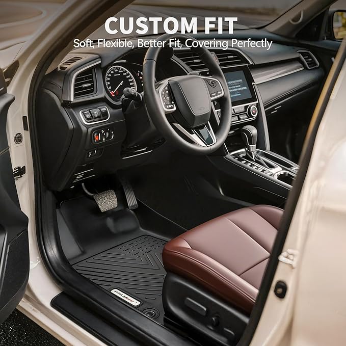 YITAMOTOR Floor Mats & Cargo Liner Fit for Mazda CX-5 2017-2025, TPE All Weather Custom Fit Floor Liners for Mazda CX5, 1st & 2nd Row and Trunk Liner Car Mats Set Accessories, Black