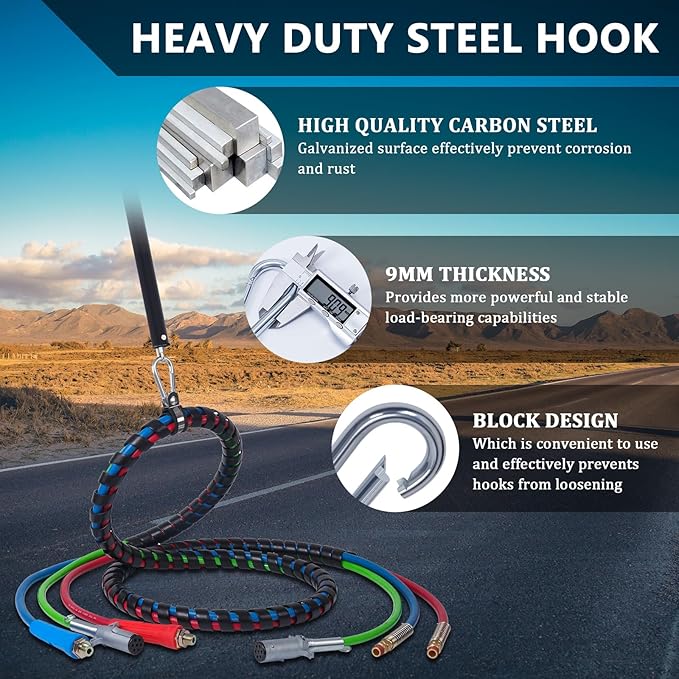 CheeMuii 20" Single Tender Spring Kit with Trailer Hose Holder Heavy Duty Tender Spring for Semi Truck Air Lines Kit 3 in 1 Air Lines Holder for Semi Truck Trailer Tractor