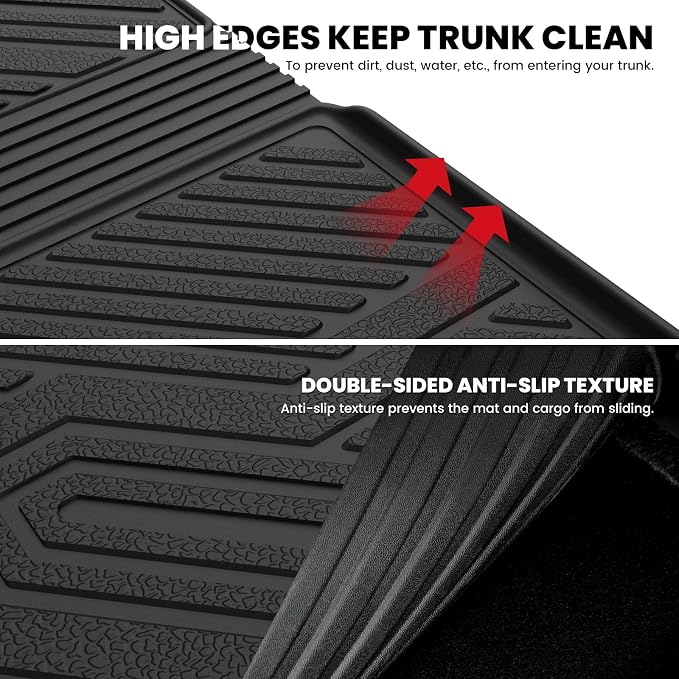 LASFIT Cargo Mat with Backrest Mat for Honda Pilot 2016-2022, Split & One-Piece Foldable Seating TPE Custom Fit Trunk Mat Cargo Liner with Seatback Mat Accessories, Black