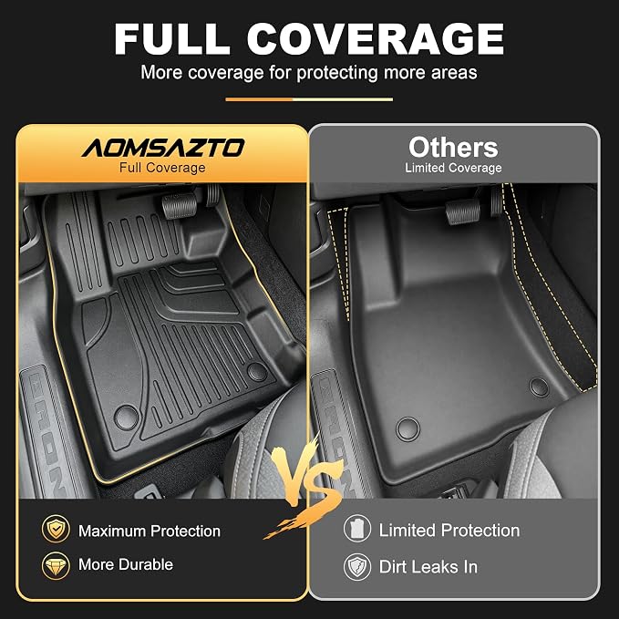 AOMSAZTO Floor Mats for Ford Bronco Sport 2021 2022 2023 2024 2025 2026-1st & 2nd Row All Weather Protection Car Floor Liners Waterproof Mats