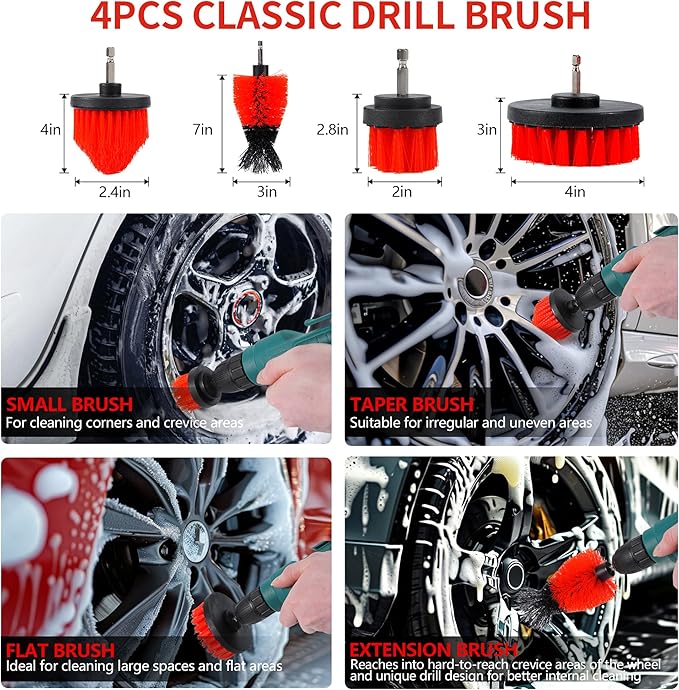 35Pcs Car Detailing Kit, Car Cleaning Kit with Windshield Cleaning Tool and Tool Box, Interior & Exterior Auto Care Supplies and Brushes (B：35PCS-R)