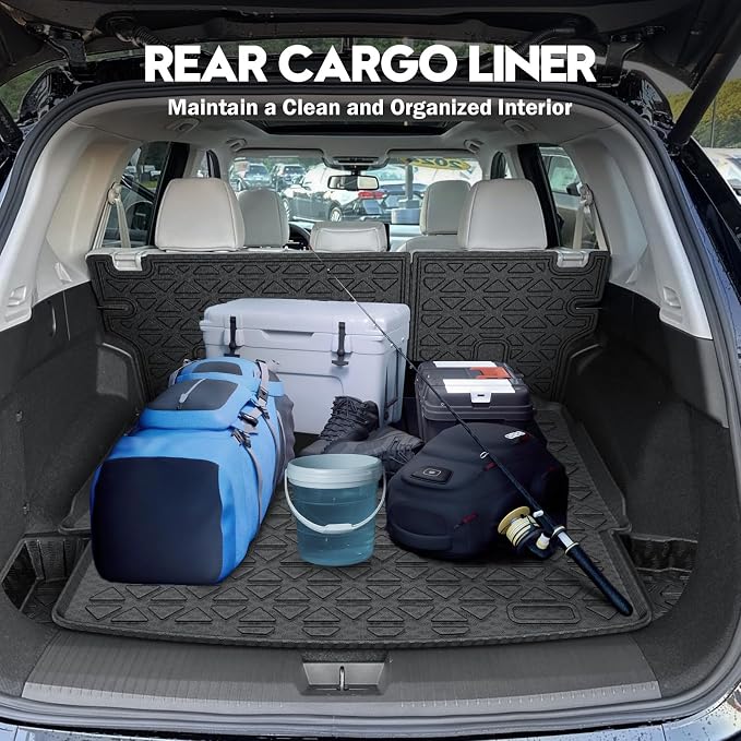 KUST Trunk Cargo Mat for Nissan Rogue 2021-2025 2026, TPE Rubber Cargo Liner with Backrest Mat for Rogue Accessories Rear Trunk Liner High Edge