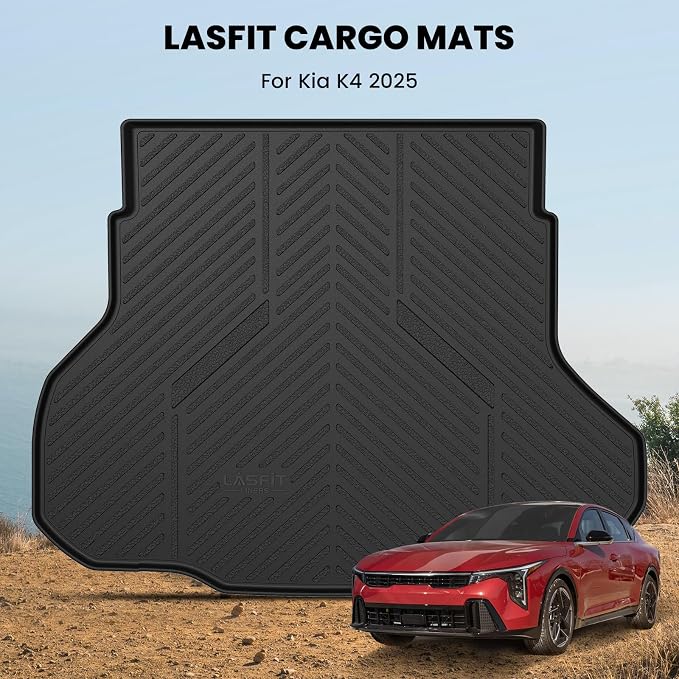 LASFIT Cargo Mat for Kia K4 2025 2026, All Weather TPE Custom Fit Car Trunk Mats Cargo Liners Accessories for Kia K4 2025-2026, Black