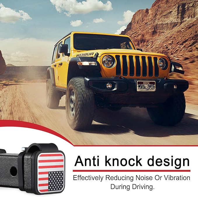 SINGARO 2 Inch Universal Flag Tow Hitch Covers, Trailer Hitch Cover Tube Plug Insert, Car Exterior Accessories, Receiver Tube Hitch Plug（American Flag-A）