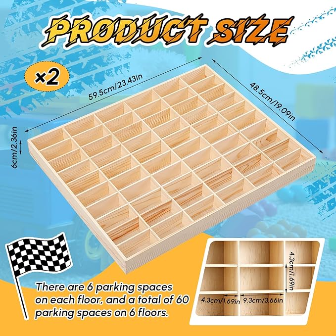 Seenelling Hot 1/64 Diecast Wheels Display Case Holds Toy Cars Wooden Wall Mount Car Display Shelf Storage Organizer Case for Toy Collectibles, Wheel, Model, 10 Layers (120 Spaces in Total)