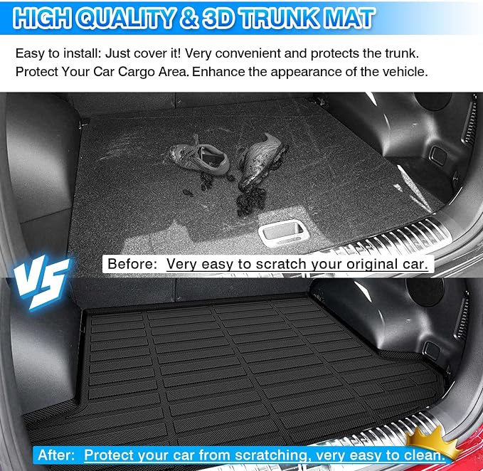 Cartist Custom Fit for Cargo Liner KIA Sportage 2017-2022 (Cargo Tray in Upper Deck Position) All Weather Trunk Mat Anti-Slip Rear Trunk Floor Mat Waterproof TPE