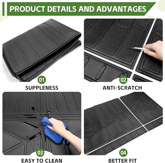 Cargo Liners for 2021-2026 Chevrolet Chevy Suburban/GMC Yukon XL Trunk Mat with 3rd Row Seat Back Cover Accessories, All Weather Rear Cargo Mat Backrest Protector(Only for XL,Not for Yukon)