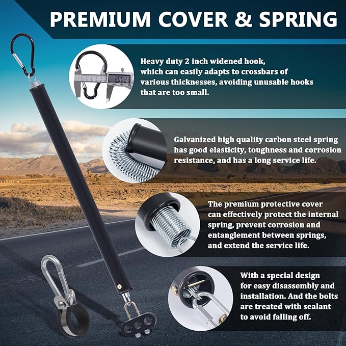 CheeMuii 20" Single Tender Spring Kit with 3in1 Hose Holder and 3-Hole Clamp Holder Heavy Duty Tender Spring for Semi Truck Air Lines Kit 2 Style Air Lines Holders for Semi Truck Trailer Tractor