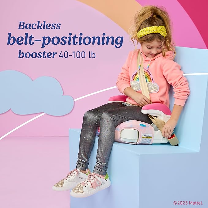 Graco TurboBooster 2.0 Backless Booster Car Seat, Barbie Paint, Travel Booster Seat for Children Ages 4-10, Weight 40-100 Pounds and Height up to 57 Inches