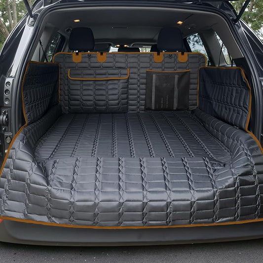 Reliadura SUV Cargo Liner for Dogs, Waterproof Pet Cargo Cover Dog Seat Mat for SUVs Sedans Vans with Bumper Flap Protector, Scrachproof Non-Slip Large Size Dog Seat Mat Universal Fit, Brown