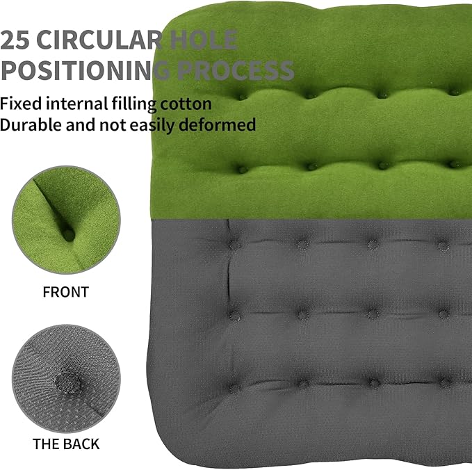 BUYUE Good Support Office Chair Cushion Padded, Soft Velvet Comfortable Non-Slip Seat Cushion for Computer Desk Kitchen Chair (1 Count, Green)
