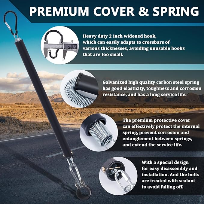CheeMuii 20" Single Tender Spring Kit with Trailer Hose Holder Heavy Duty Tender Spring for Semi Truck Air Lines Kit 3 in 1 Air Lines Holder for Semi Truck Trailer Tractor