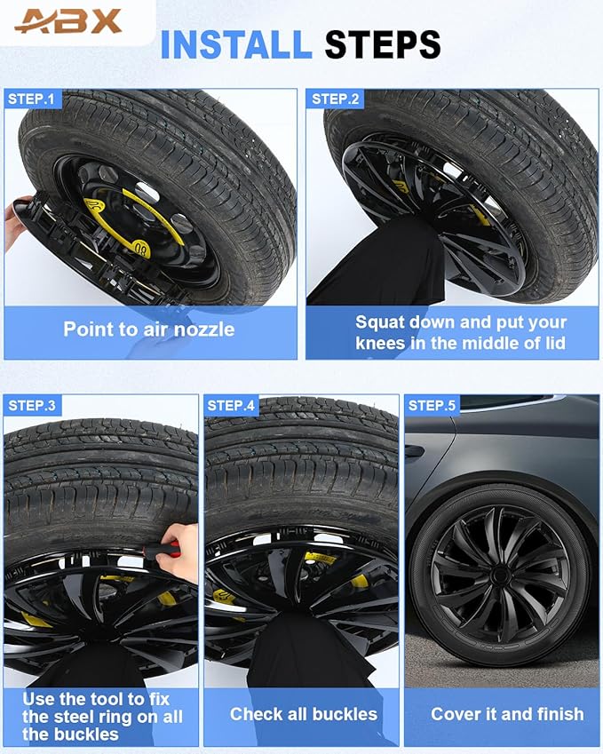 ABX Hubcap Wheel Covers Hub Caps 15 Inch Set of 4 Black & Silver Universal Wheel Rim Cover R15 Stylish Car Decor Wheel Covers for Toyota Camry Nissan Mazda (black-11, 15 inch)