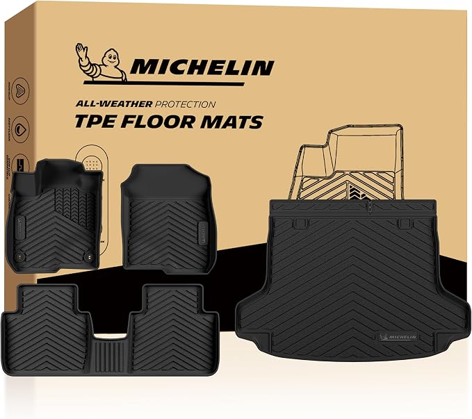 Michelin Vehicle Mats, Premier Series All-Weather TPE Custom Fit Liner for Honda HR-V LX/EX-L/Sport 2023-2026 & Acura ADX 2025-2026 Gasoline & Hybrid, without Premium Audio System, Floor Mats(4 Piece)