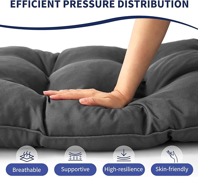 IPYNBAP Outdoor Bench Cushion, 48x18x5 Inch, Waterproof Bench Cushion for Outdoor/Indoor Furniture, Tufted Patio Bench Seat Cushion, Fade Resistant Outdoor Cushions for Porch Swing Couch, Dark Grey