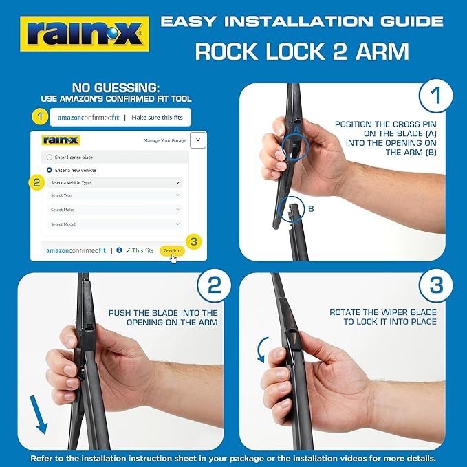 Rain-X 850217 RearView Wiper Blade 11", OEM Replacement Rear Windshield Wiper, Interchangeable Adapter for Easy Installation, All-Weather & All-Season Performance, Beam