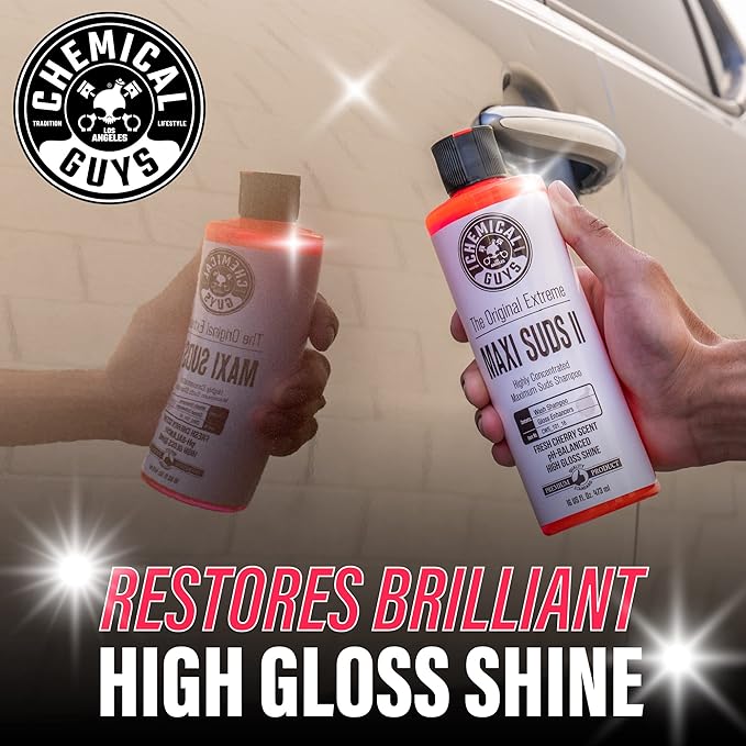 Chemical Guys CWS_101 Maxi-Suds II Foaming Car Wash Soap (Works with Foam Cannons/Guns or Bucket Washes) Safe for Cars, Trucks, Motorcycles, RVs & More, 128 fl oz (1 Gallon), Cherry Scent