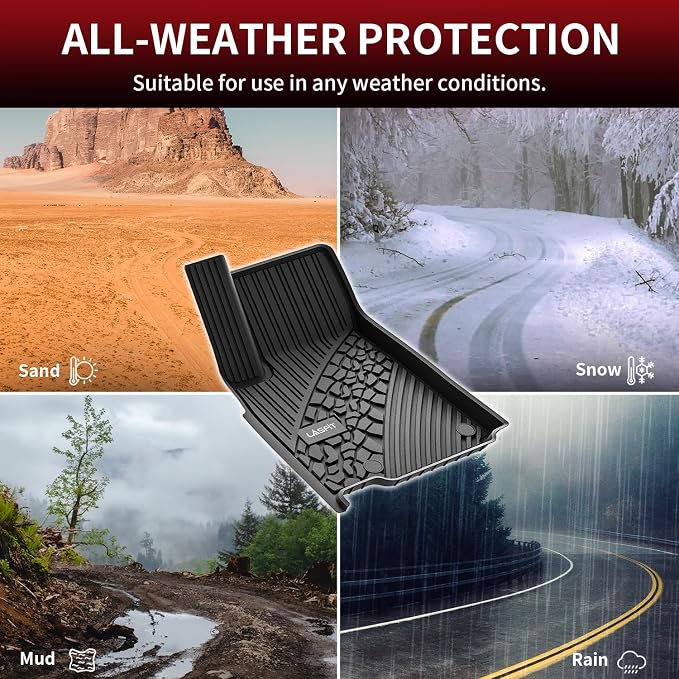 LASFIT Floor Mats for Jeep Grand Cherokee WL 2022-2025 2026 5-Seat (Include 4xe, NOT for L) All Weather TPE Custom Fit Car Mats Floor Liners 1st & 2nd Row, Black