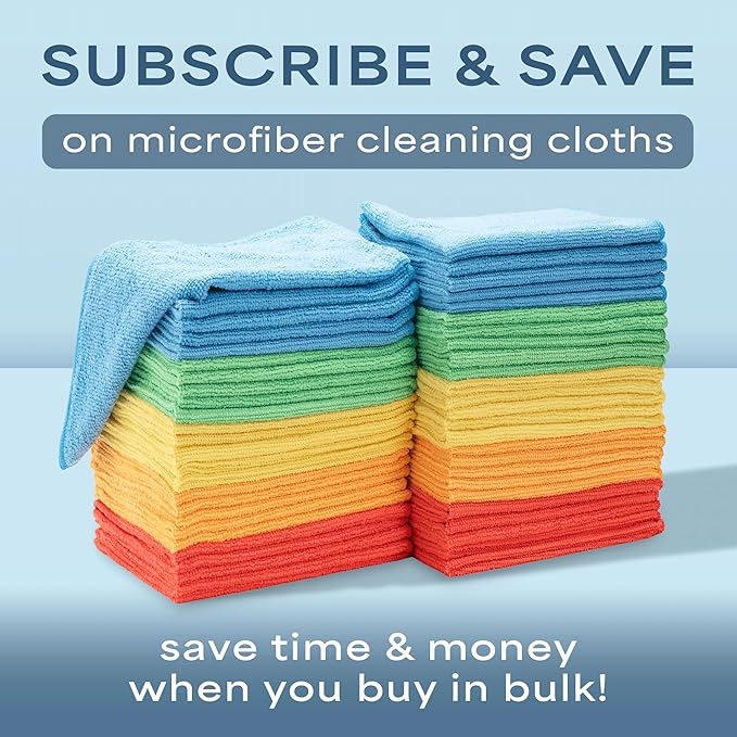 S&T INC. 50 Pack Microfiber Cleaning Cloth, Bulk Towels for Home, Reusable Microfiber Towels for Cars, Cleaning Rags, Assorted, 11.5 Inches x 11.5 Inches, 50 Count