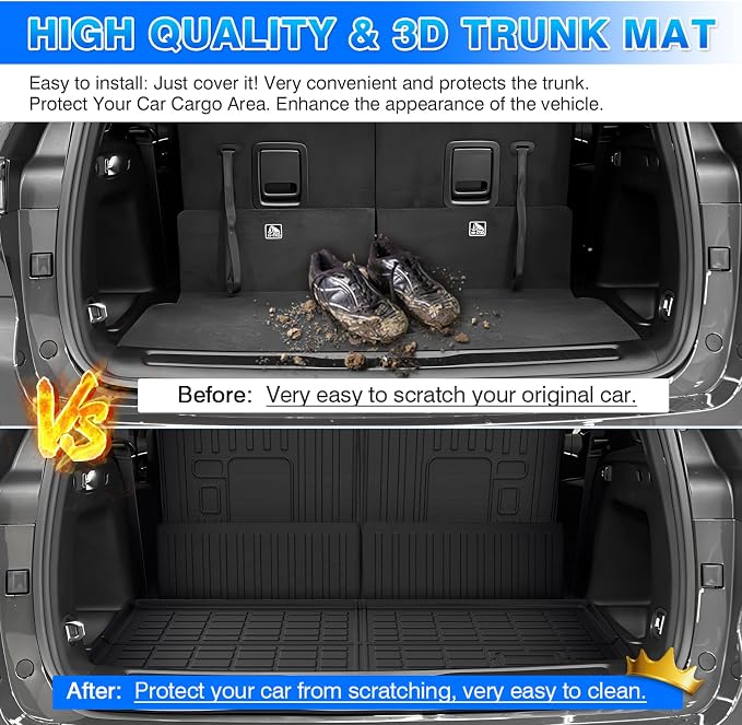 Cargo Mat Fits for Jeep Grand Cherokee L 2021-2025 2026, All Weather TPE Rear Cargo Liner Trunk Mat with 3rd Row Seatback Cover for Jeep Grand Cherokee L Accessories