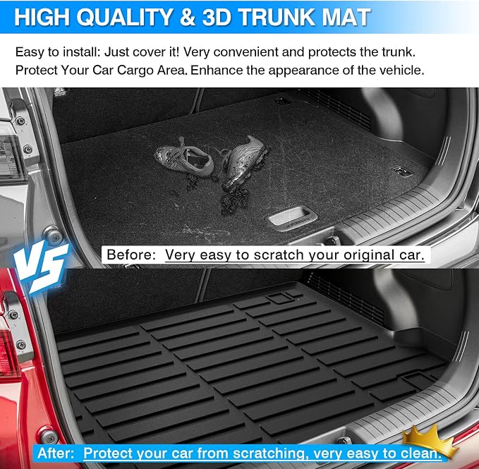 Cartist Cargo Liner Fits for Hyundai Kona 2018-2023/Kona N 2022-2023/Kona Electric 2019-2023, All Weather Rear Cargo Trunk Mat for Kona Accessories