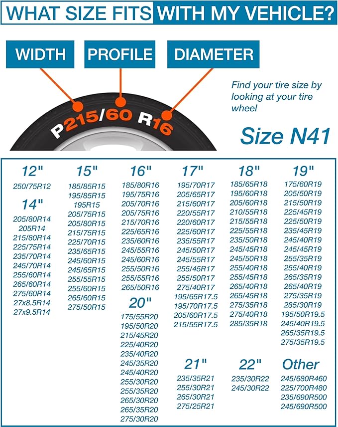 Passenger Vehicle Snow Socks for Tires, N41 - Car Sock Tire Traction Device for Snow, Ultimate Chain Alternative for Cars, SUVs, Pickups & Light Commercial Vehicles, Pack of 2